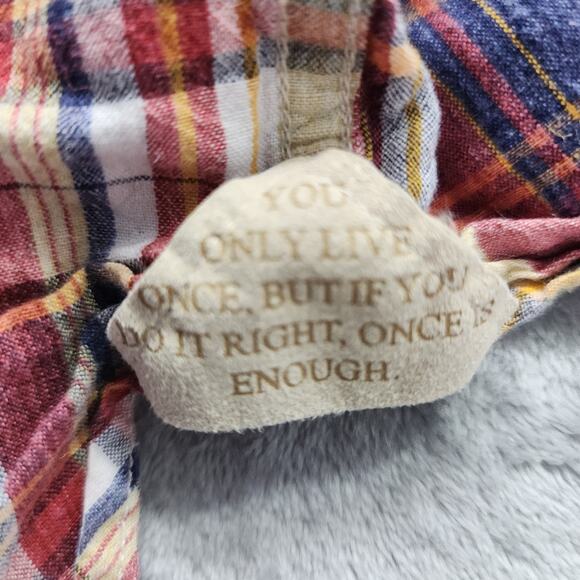 Nifty Genius Shirt Mens M Blue Red Plaid Button Up Short Sleeve Casual Preppy - Picture 3 of 9